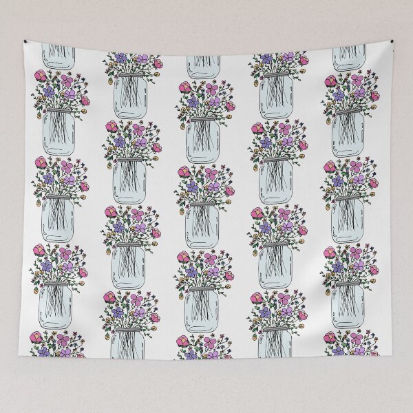 Item preview, Mason Jar with Flowers Fitted   designed and sold by LilyellaThe.