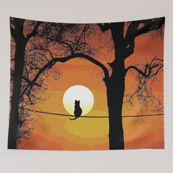 Artikelvorschau, Katze, die Sonnenuntergang-Nadelspitze-Ausgabe aufpasst entworfen und verkauft von McThingummy.