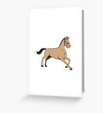 Horse Kneeling Down Cartoon Greeting Card
