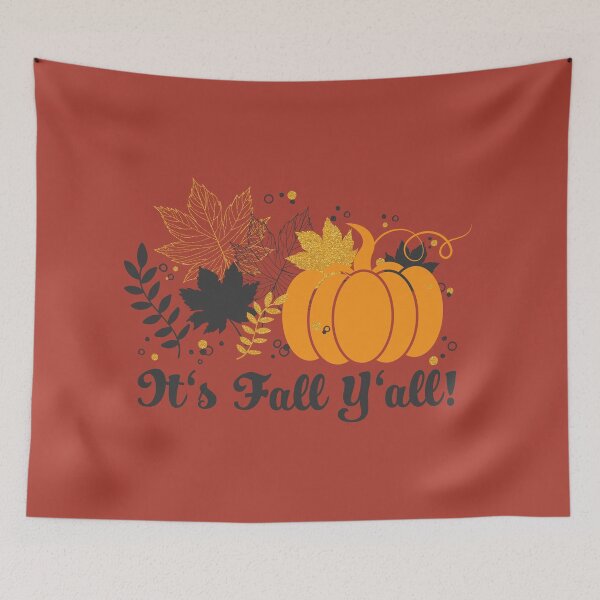 Item preview, It's Fall Y'all Pumpkin and Autumn Leaves designed and sold by HoneyHue.
