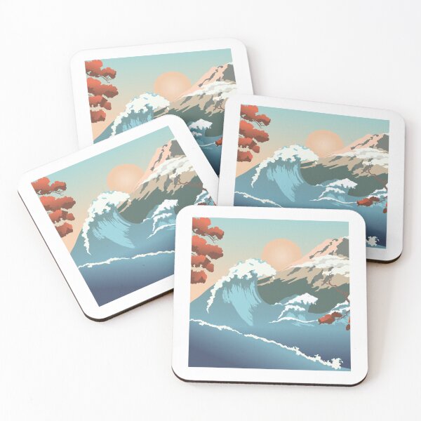 Item preview, mountain with wave and Sun Japanese Style designed and sold by EllaeLeea.