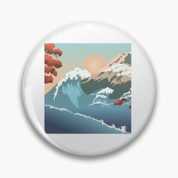 Item preview, mountain with wave and Sun Japanese Style designed and sold by EllaeLeea.