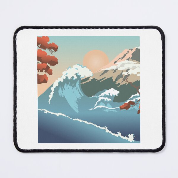Item preview, mountain with wave and Sun Japanese Style designed and sold by EllaeLeea.