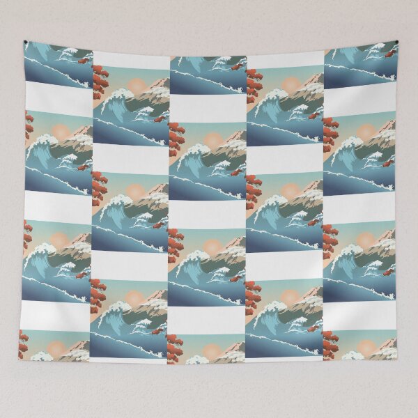 Item preview, mountain with wave and Sun Japanese Style designed and sold by EllaeLeea.