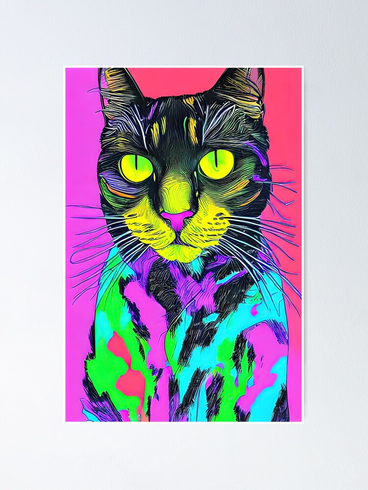 "Abstract Cat Contemporary Modern Artwork" Poster for Sale by davidelder Redbubble