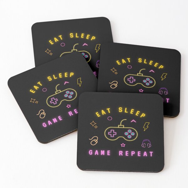 Item preview, Eat Sleep Game Repeat Art Design Draw Street Art Word Text Phrase Quote Neon Bright Colors designed and sold by BK-Fishing.