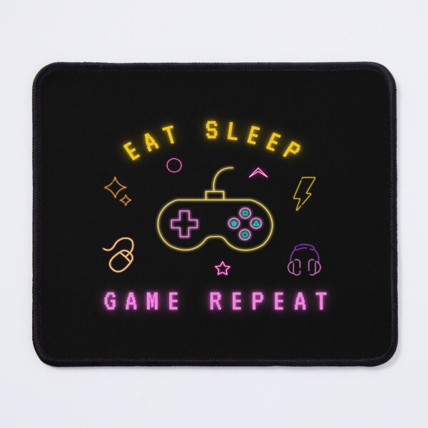 Item preview, Eat Sleep Game Repeat Art Design Draw Street Art Word Text Phrase Quote Neon Bright Colors designed and sold by BK-Fishing.