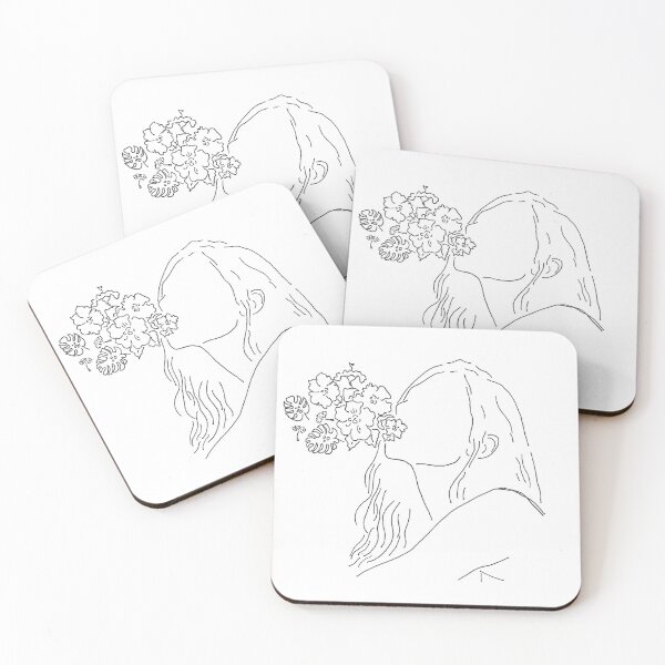 Item preview, Line Art Girl With Flowers  designed and sold by thirstyboi.