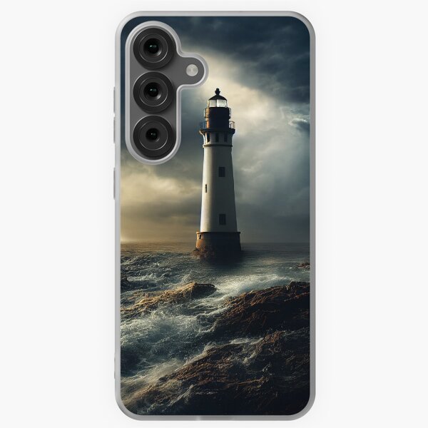 Item preview, A lighthouse in the sea during a storm. designed and sold by Maniock.