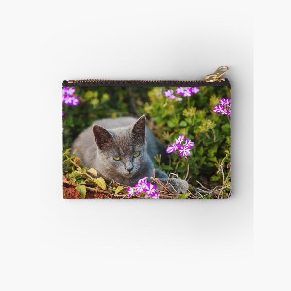 Item preview, relaxing kitten in flower bed designed and sold by Hannele Luhtasela.
