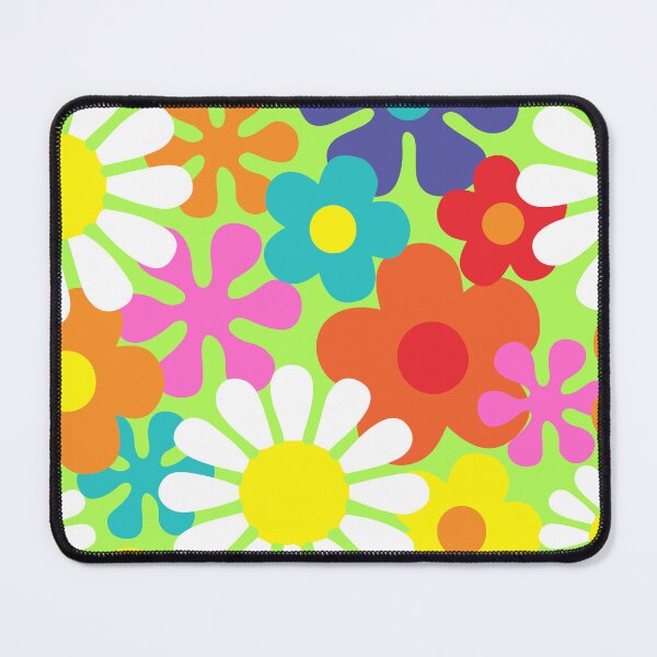 Item preview, Retro Hippie Flowers Groovy Floral Pattern designed and sold by HotHibiscus.