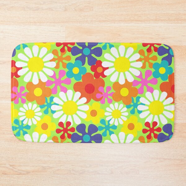 Item preview, Retro Hippie Flowers Groovy Floral Pattern designed and sold by HotHibiscus.