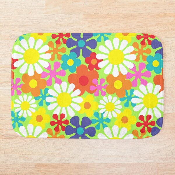 Item preview, Retro Hippie Flowers Groovy Floral Pattern designed and sold by HotHibiscus.