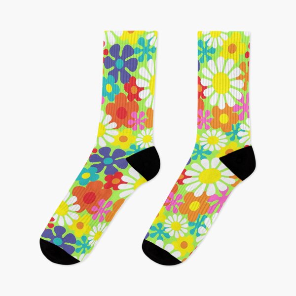 Item preview, Retro Hippie Flowers Groovy Floral Pattern designed and sold by HotHibiscus.