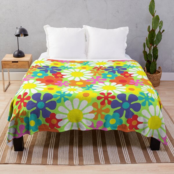 Item preview, Retro Hippie Flowers Groovy Floral Pattern designed and sold by HotHibiscus.