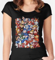 Klassische Mega Man Charaktere Tailliertes Rundhals-Shirt