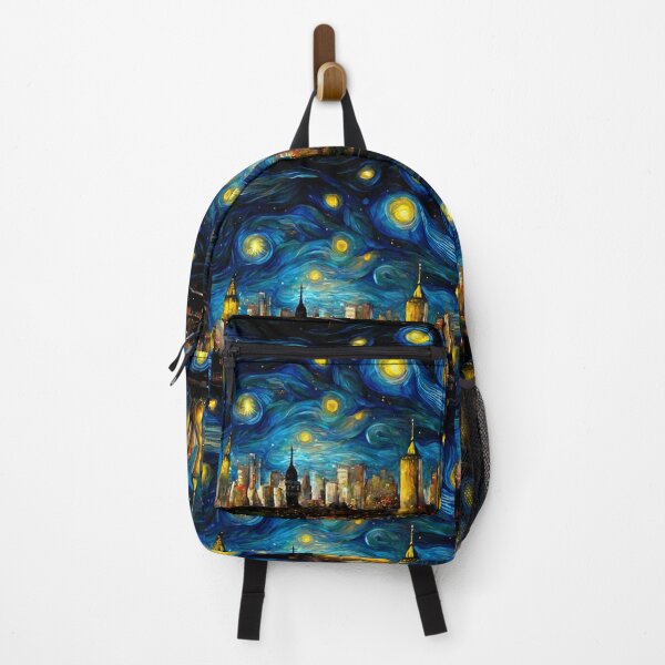 Item preview, New York City skyline at night, starry night, Van Gogh style 2 designed and sold by ElMafioso1000.