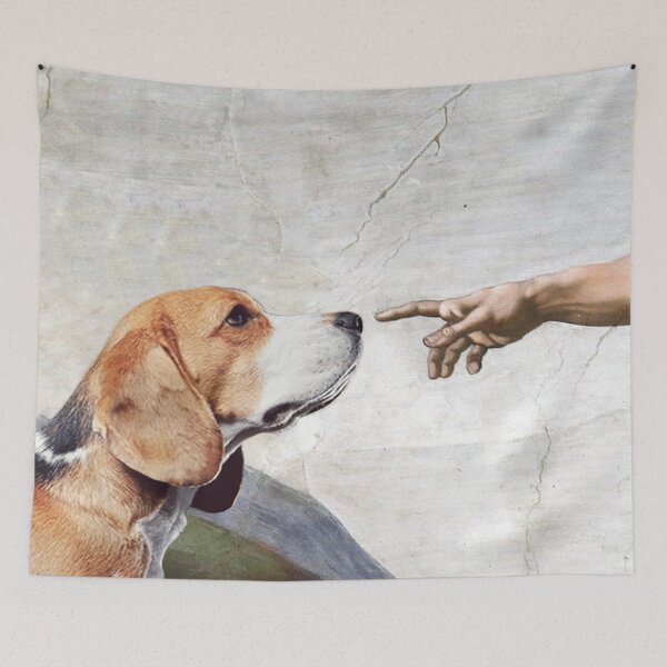Item preview, Michelangelo Dog The Creation Of Adam Art Meme designed and sold by Misakichan.