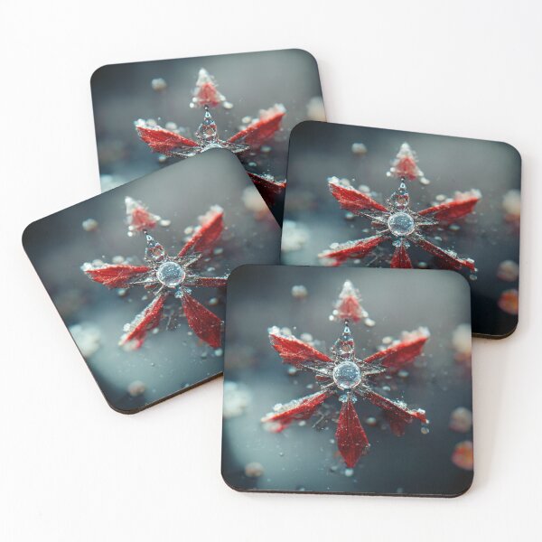 Item preview, Red snowflake with rain drops. designed and sold by Maniock.
