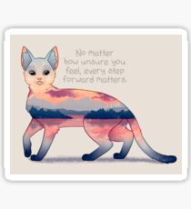 "Every Step Forward Matters" Ocean View Sunset Cat Sticker