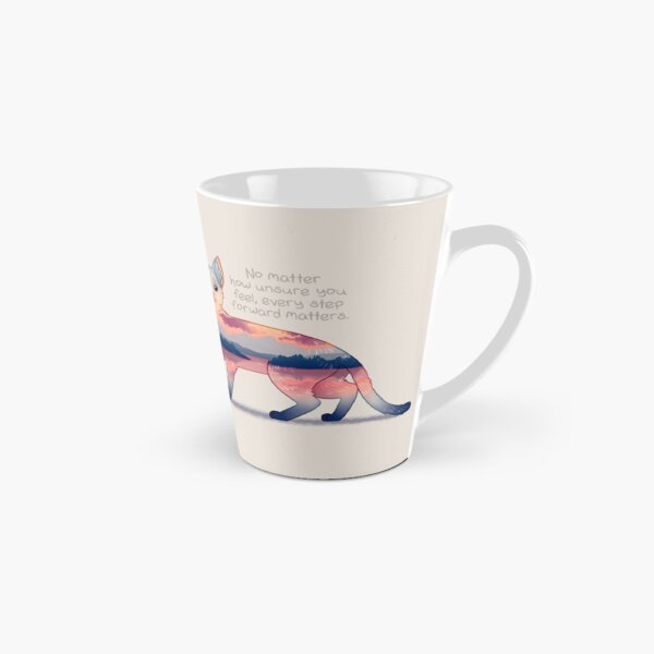 "Every Step Forward Matters" Ocean View Sunset Cat Tall Mug