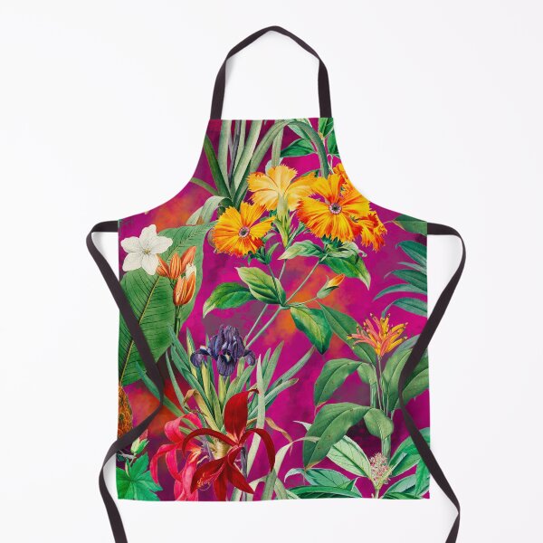 Artikelvorschau, Trendy tropisches Laub exotisches Blumenmuster, Blätter und Blumen tropisches Muster, botanische Illustration, rosa Fuchsie Blumenillustration entworfen und verkauft von ZeinabTaha.