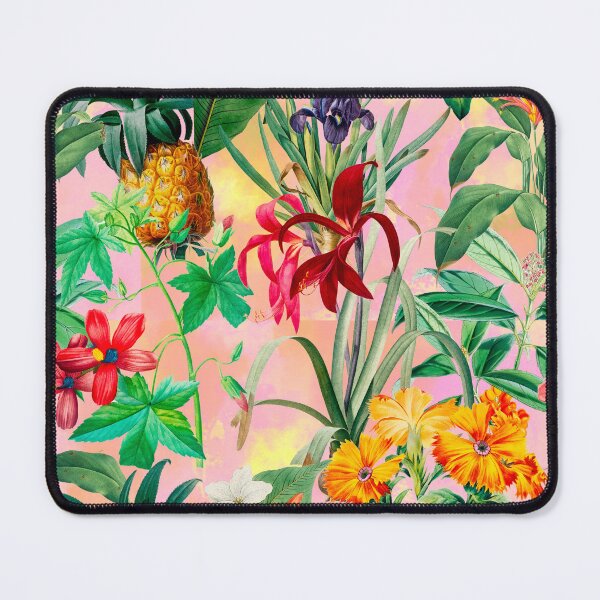 Item preview, Trendy tropical foliage exotic floral pattern, leaves and flowers tropical pattern, botanical illustration, pink floral illustration designed and sold by ZeinabTaha.