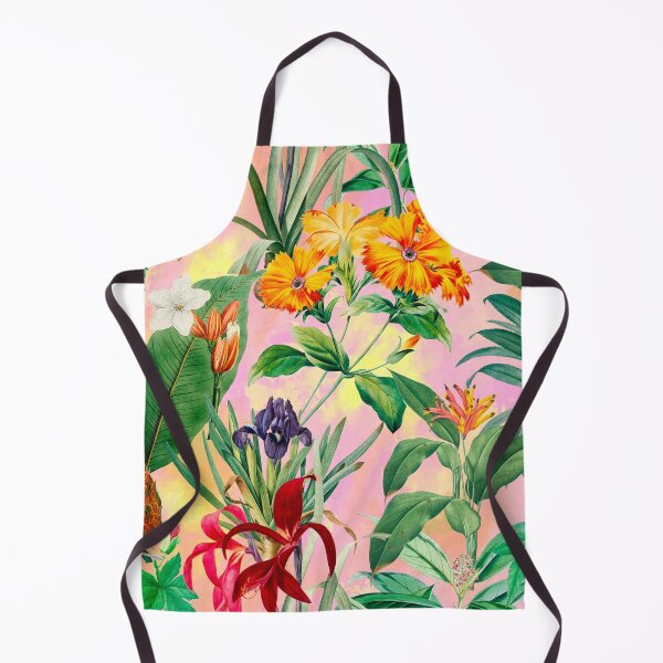 Item preview, Trendy tropical foliage exotic floral pattern, leaves and flowers tropical pattern, botanical illustration, pink floral illustration designed and sold by ZeinabTaha.