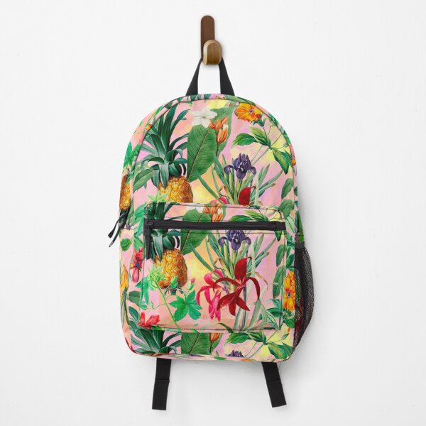 Item preview, Trendy tropical foliage exotic floral pattern, leaves and flowers tropical pattern, botanical illustration, pink floral illustration designed and sold by ZeinabTaha.