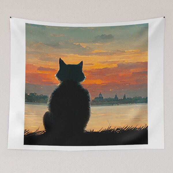 Item preview, Cat watching a sunset designed and sold by SJG-digital.