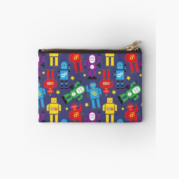 Item preview, Colourful Robots Pattern on Navy Blue designed and sold by HotHibiscus.