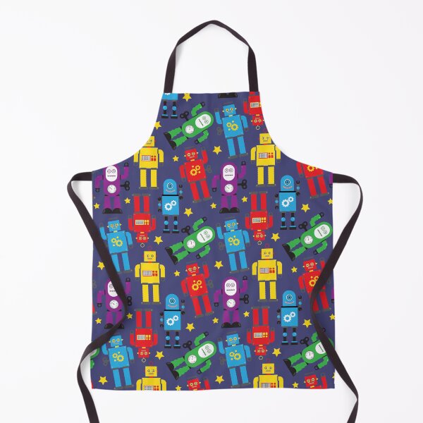 Item preview, Colourful Robots Pattern on Navy Blue designed and sold by HotHibiscus.