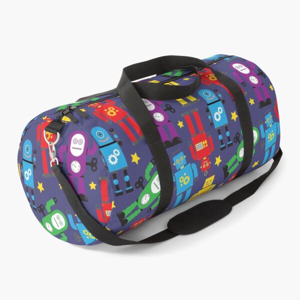 Item preview, Colourful Robots Pattern on Navy Blue designed and sold by HotHibiscus.