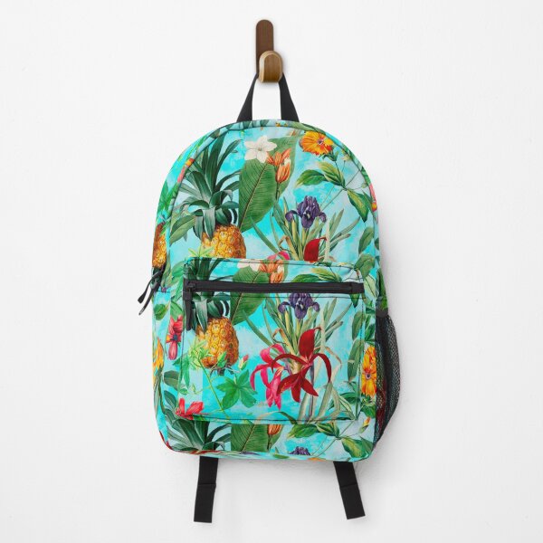 Item preview, Trendy tropical foliage exotic floral pattern, leaves and flowers tropical pattern, botanical illustration, blue floral illustration designed and sold by ZeinabTaha.