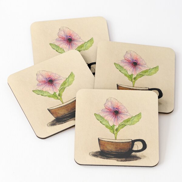 Item preview, Flower in coffee cup, water color art designed and sold by A-Flower-and-Me.