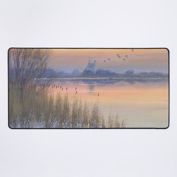 Winter Morning at Horsey Mere Desk Mat