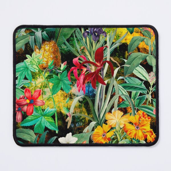 Item preview, Trendy tropical foliage exotic floral pattern, leaves and flowers tropical pattern, botanical illustration, black floral illustration designed and sold by ZeinabTaha.