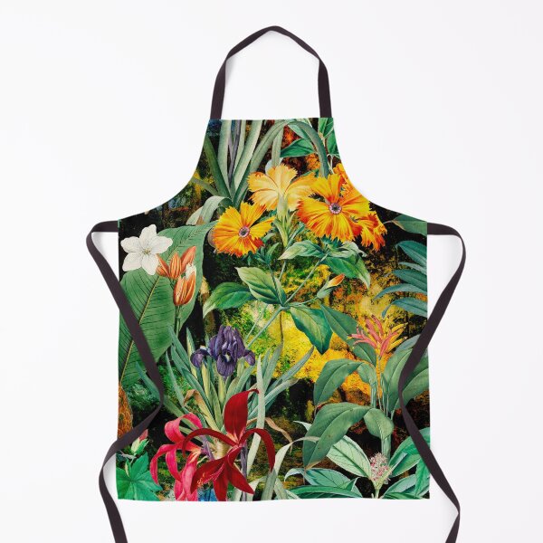 Item preview, Trendy tropical foliage exotic floral pattern, leaves and flowers tropical pattern, botanical illustration, black floral illustration designed and sold by ZeinabTaha.