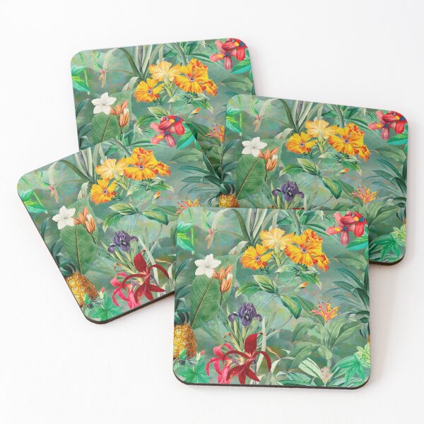 Item preview, Trendy tropical foliage exotic floral pattern, leaves and flowers tropical pattern, botanical illustration, green floral illustration designed and sold by ZeinabTaha.