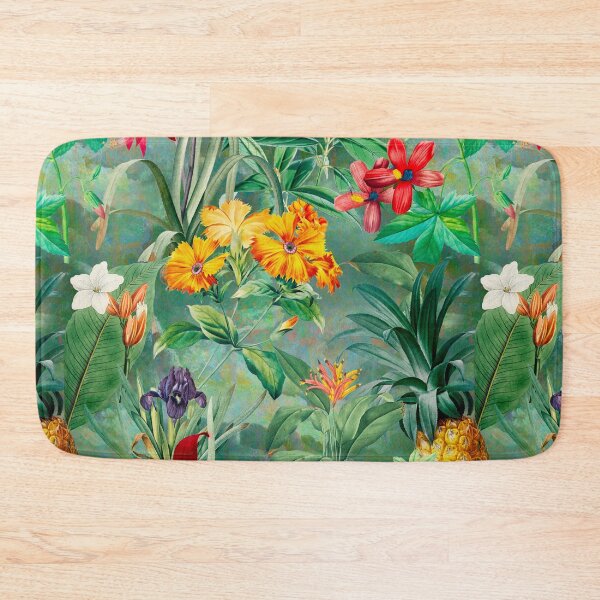Item preview, Trendy tropical foliage exotic floral pattern, leaves and flowers tropical pattern, botanical illustration, green floral illustration designed and sold by ZeinabTaha.