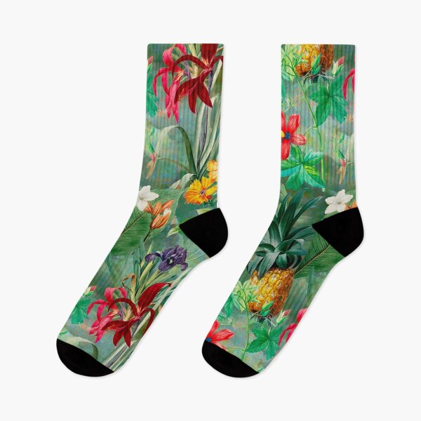 Item preview, Trendy tropical foliage exotic floral pattern, leaves and flowers tropical pattern, botanical illustration, green floral illustration designed and sold by ZeinabTaha.