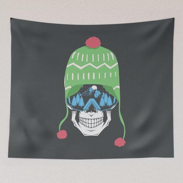 Item preview, Ski or Snowboarding Skull With Green and Pink Hat: Winter's Coming! designed and sold by tmdaliggr.