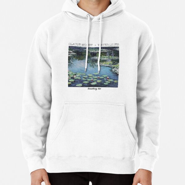 Breathing Art | Claude Monet, Water Lilies Blue Pullover Hoodie