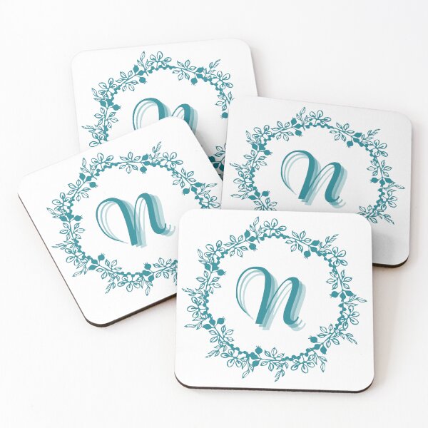 Item preview, Blue Floral Wreath Monogram N designed and sold by Coffee Lifestyle.