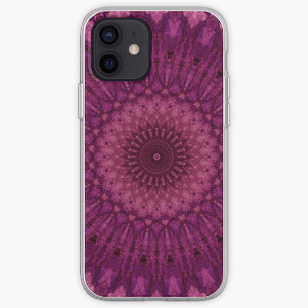 Mandala in red and purple tones iPhone Soft Case