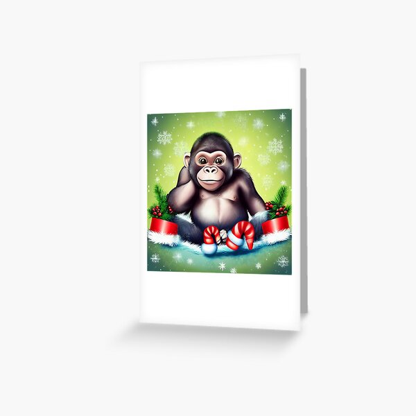 Christmas Gorilla - Perfect For Animal Lovers Greeting Card