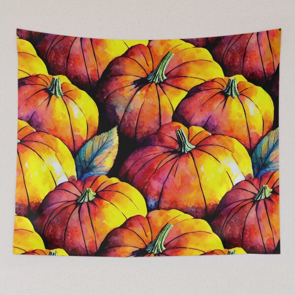 Item preview, Watercolor Pumpkins and Leaves Pattern 1 designed and sold by Itaya Art.