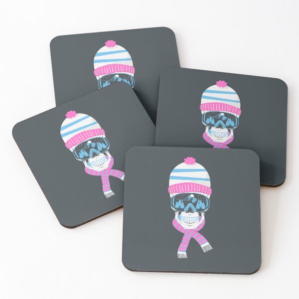 Item preview, Ski or Snowboard Skull With Pink and Blue Hat and Scarf: Winter's Coming! designed and sold by tmdaliggr.