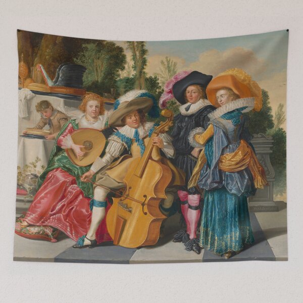 Artikelvorschau, Fröhliche Gesellschaft auf einer Terrasse | Dirck Hals | 1625 Renaissance-Kunst entworfen und verkauft von CJET.