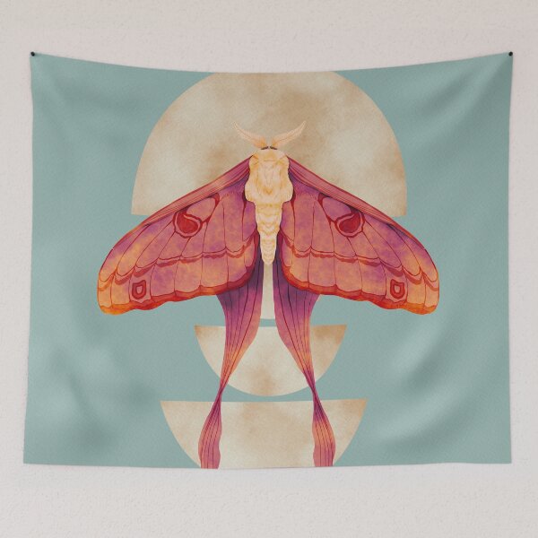Item preview, Fiery Luna Moth on Half Moons Watercolor Art designed and sold by Valerie Englehart.